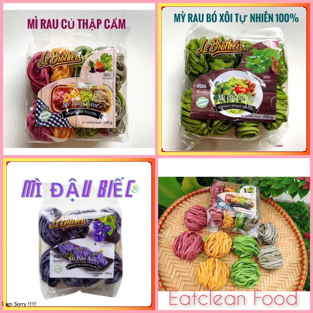 Mì tươi rau củ thập cẩm Le Brother- mì rau củ organic Duy Anh Food hàng xuất khẩu (200g=8 vắt)