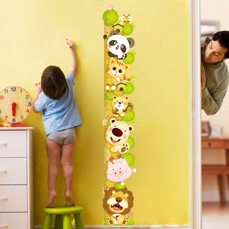 Tranh decal dán tường trang trí ĐỘNG VẬT ĐO CHIỀU CAO siêu đáng yêu - Decal dán tường, giấy dán tường cho bé