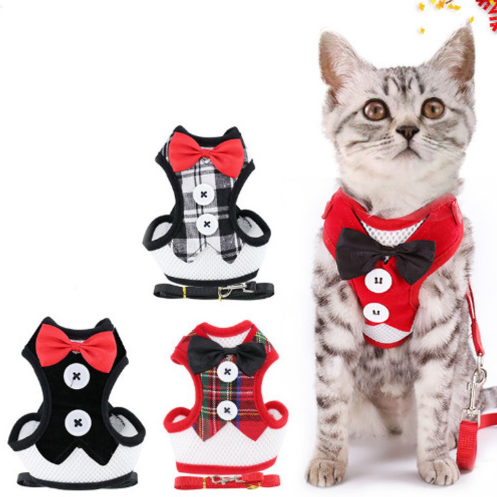 Đai Đeo Ngực Hình Áo Vest Sành Điệu Kèm Dây Dắt Cho Chó Mèo (Màu Ngẫu Nhiên) Vải Polyester - SP005222