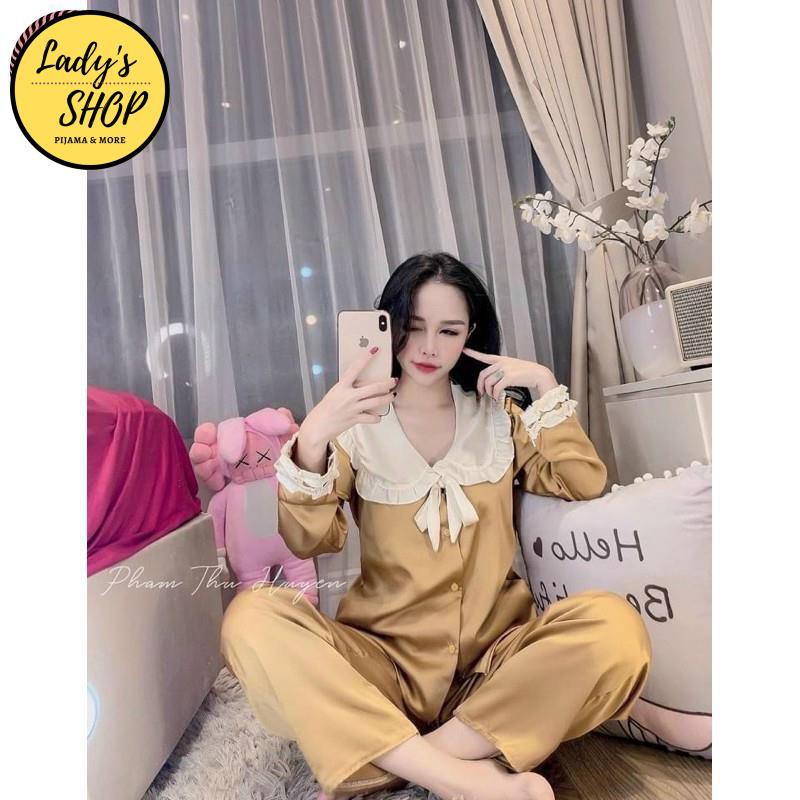 Bộ Lụa Pijama Tay Dài Họa Tiết - Hàng Chuẩn Đẹp | BigBuy360 - bigbuy360.vn