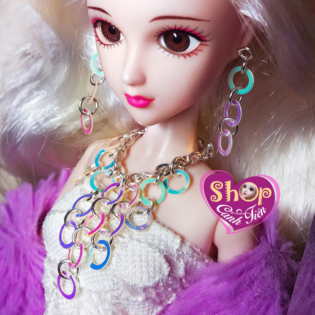 Phụ kiện Búp bê, Vòng cổ, bông tai Búp bê Barbie Handmade thời trang, Bộ Trang sức mini tự làm