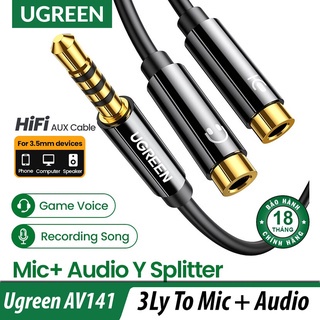 [Mã ELHACE giảm 4% đơn 300K] Cáp chia Audio và Microphone Cao Cấp Vỏ Nhôm Ugreen 30618 30619 AV141