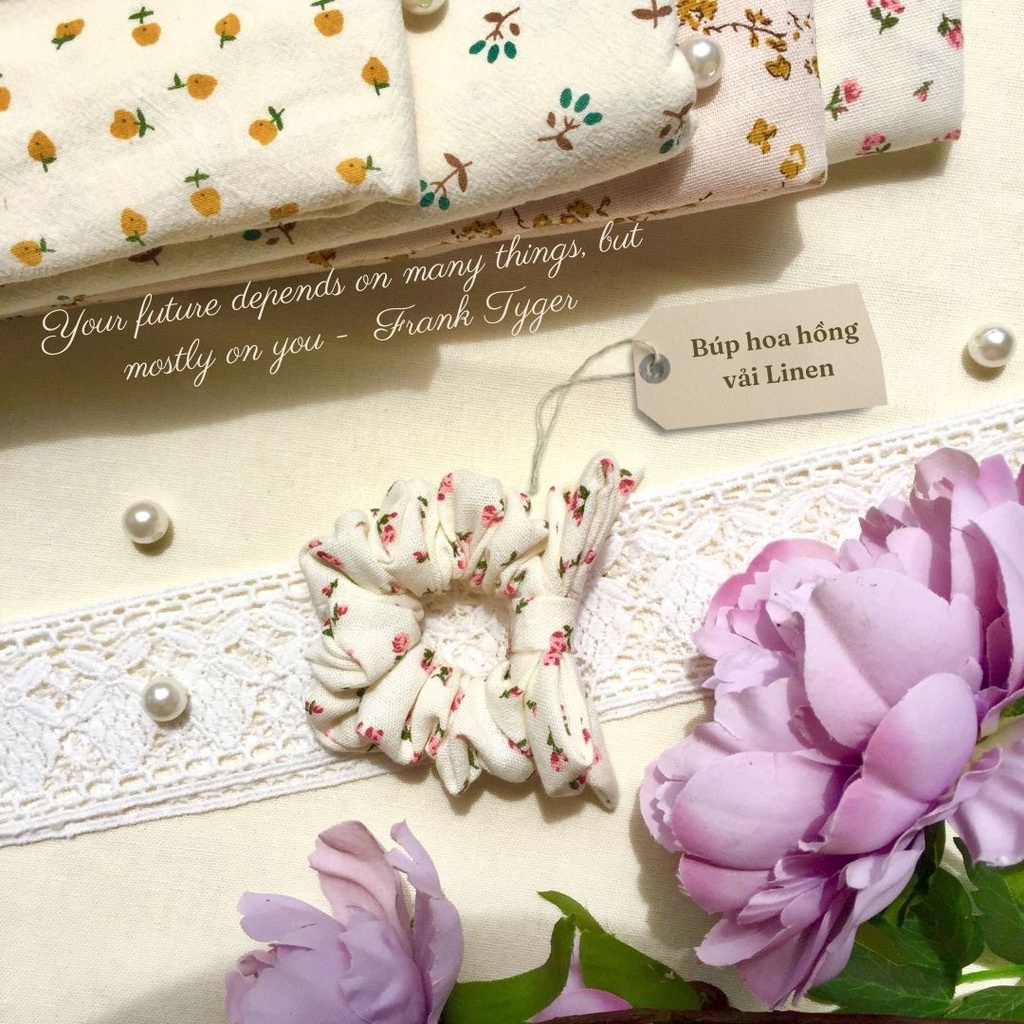 Nơ cột tóc hoạ tiết hoa nhí xinh xắn