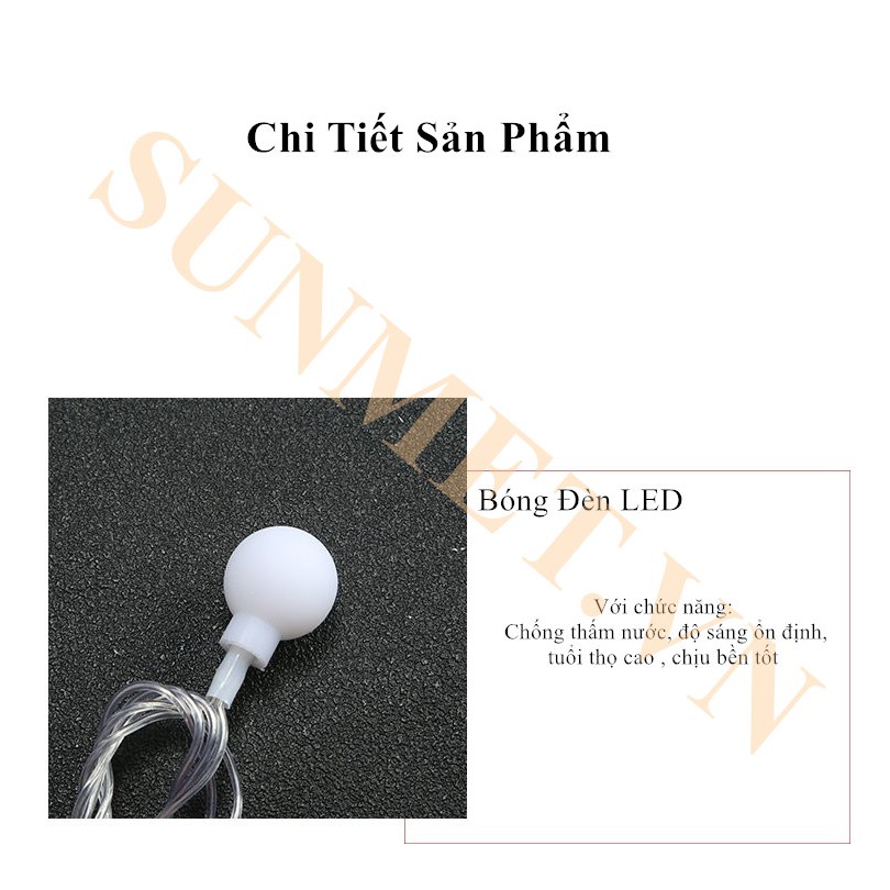 Dây Đèn Led Cherry Ball Màu Vàng Nắng Không Chớp Nháy Dùng Pin AA Hoặc Cắm Điện Hoặc USB - Dây Đèn Led Trang Trí