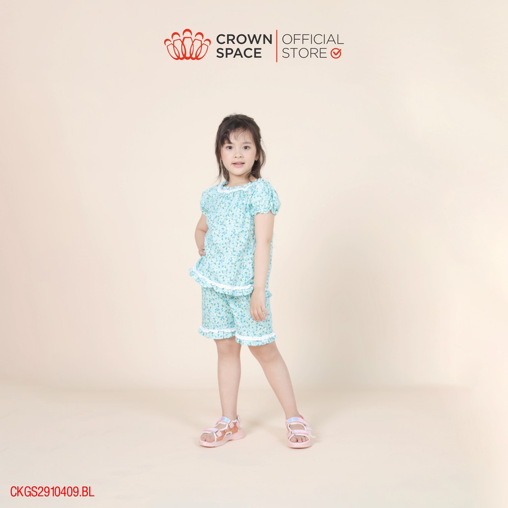 Đồ Mặc Nhà Màu Xanh Pastel Cho Bé Gái Chính Hãng Crown Space CKGS2910409.BL