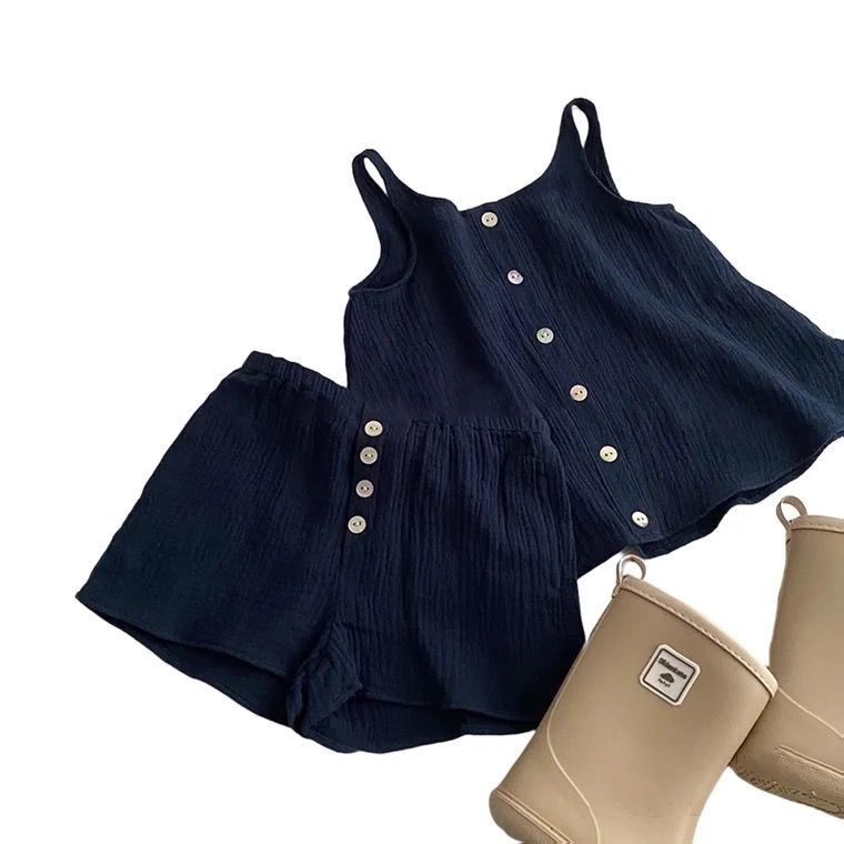 Bộ Đồ Hai Mảnh Áo Hai Dây Và Quần Ngắn Thời Trang Mùa Hè Dành Cho Bé Gái 2022