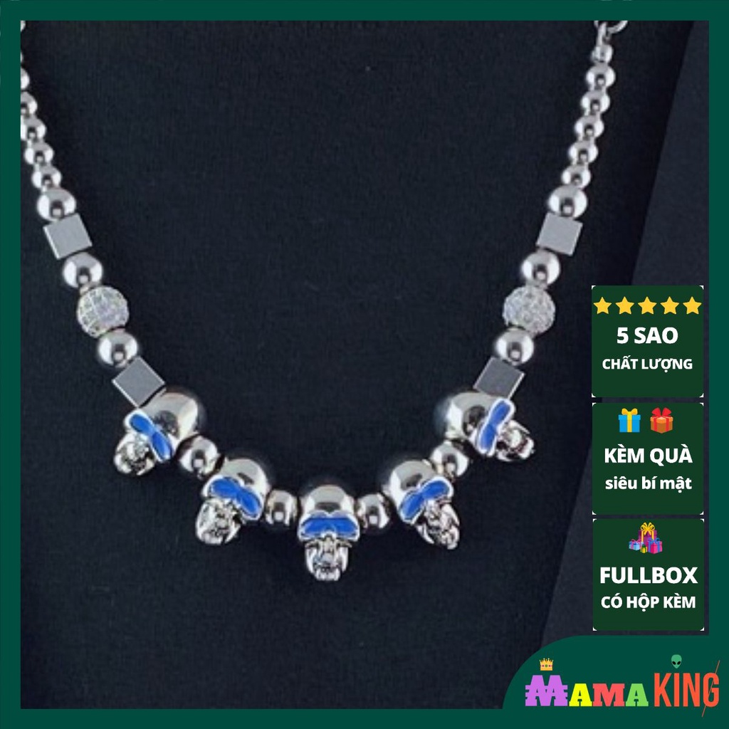 Dây chuyền hiphop thép titan hình đầu lâu mama king Vòng cổ Mặt Đầu Lâu Thời Trang Hip Hop Cho Nam