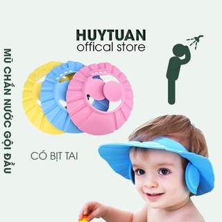 Mũ gội đầu chắn nước bảo vệ tai cho bé có thể điều chỉnh vòng đầu, mũ tắm chắn nước cho bé có vành che tai, chọn màu