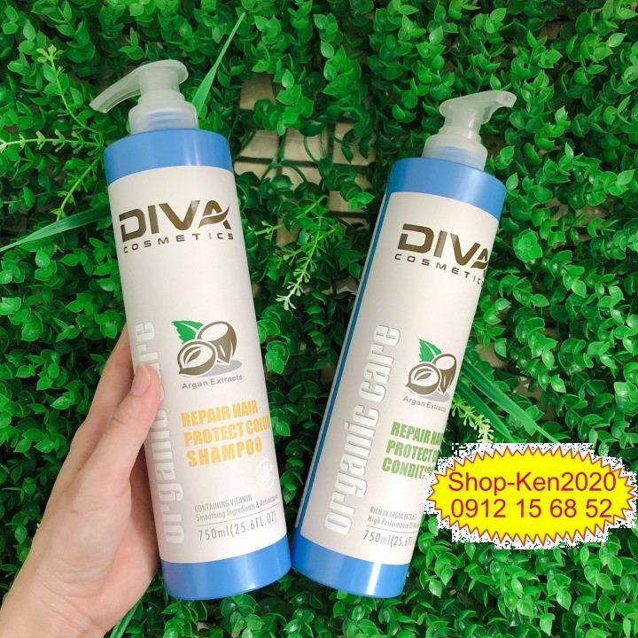 Cặp dầu gội xả Diva xanh 750ml x2