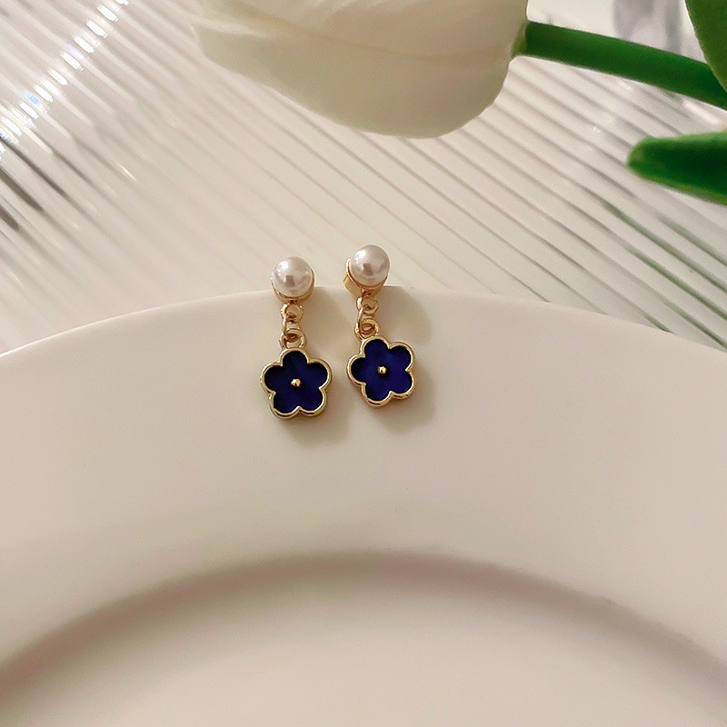 Bông Tai Hình Hoa Đính Ngọc Trai Dễ Thương Cho Nữ