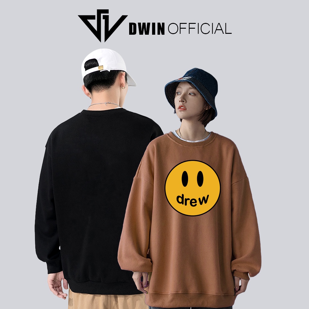 Áo sweater nỉ Drew unisex DWIN basic nam nữ form rộng oversize local brand SP00096