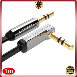 Ugreen 10597 - cáp âm thanh 2 đầu 3.5mm dài 1m dây dẹt đầu vuông góc 90 độ cao cấp
