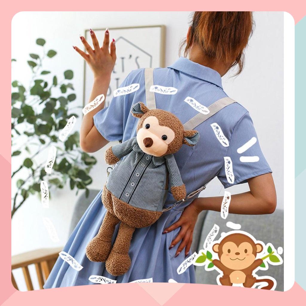 Ba lô gấu bông dễ thương thời trang - Túi ba lô hình con gấu, voi, khỉ, thỏ túi