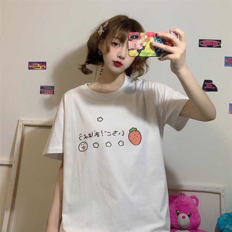 Áo thun unisex tay lỡ cotton, áo phông chữ hàn,hình cà rốt cute hàng đẹp