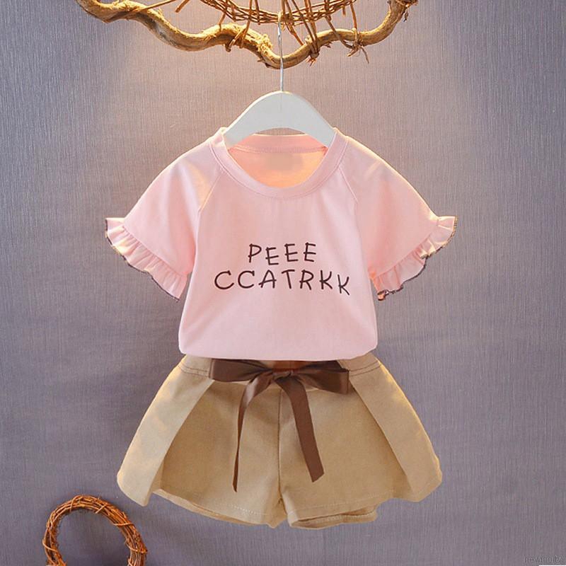 Set áo thun tay ngắn &amp; quần short cho bé gái