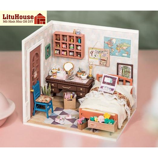 ROBOTIME Annie's Bedroom -  Nhà mô hình đồ chơi DIY ( TẶNG LỌ KEO UHU 35ml )