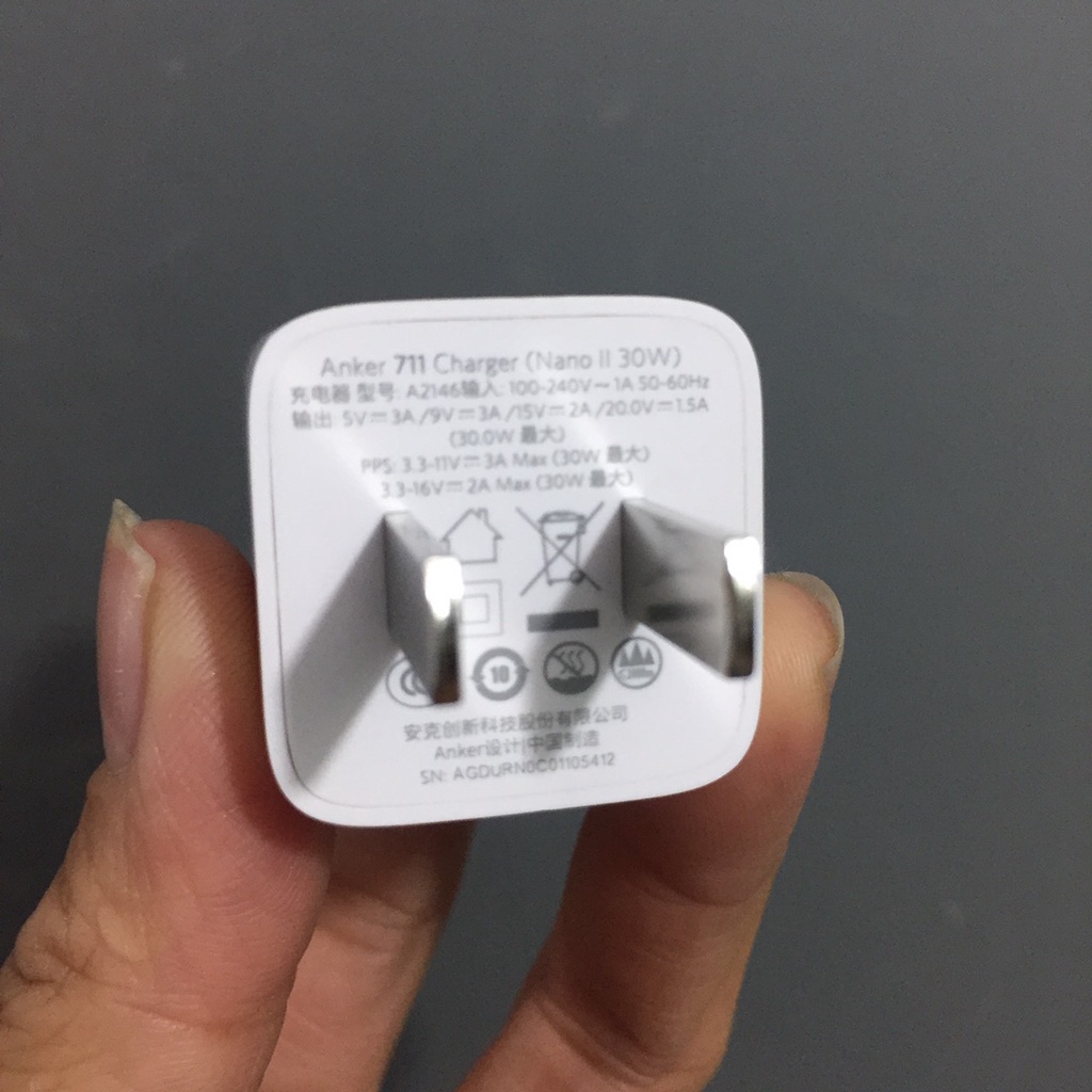 Đầu sạc nhanh 30W 1 cổng Type-C Anker 711 Nano II 30W model A2146