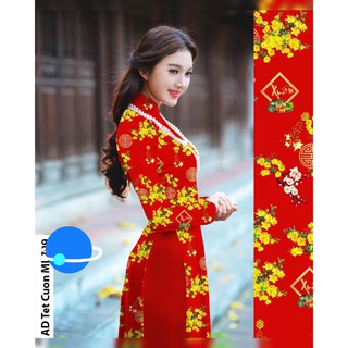 {SẬP SÀN} SÉT BỘ ÁO DÀI HỌA TIẾT HOA MAI VÀNG