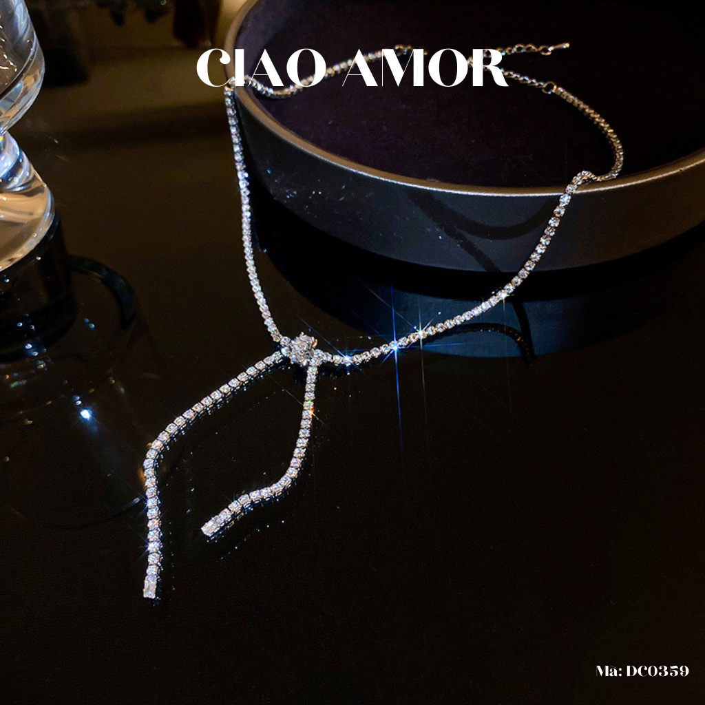 Choker đính đá, Chocker nữ, Dây chuyền đính đá dự tiệc dây mảnh thắt Trang sức Ciao Amor - DC0359