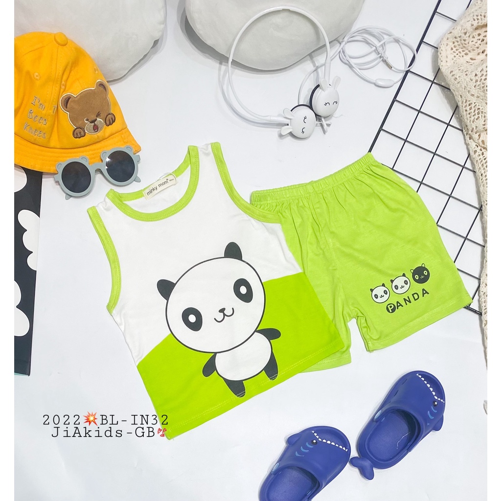 [Bé:8-27kg] Bộ Quần Áo Ba Lỗ Minky Mom Cho Trẻ Em, Vải Thun Lạnh Thoáng Mát Trơn, In Hình Hình Động Vật- Mã: BL-IN32