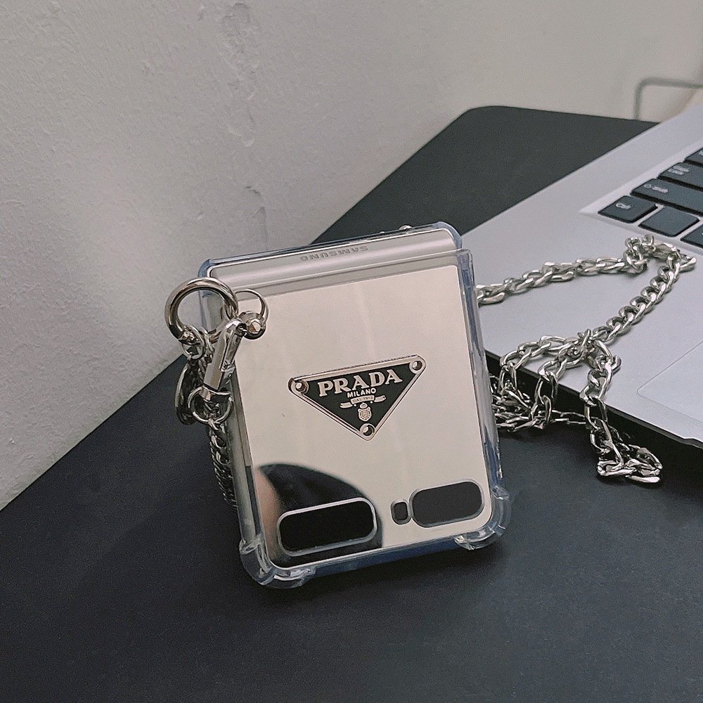 Ốp Điện Thoại Nắp Lật Mặt Gương Kèm Dây Đeo Cho Samsung Galaxy Z Flip 1/2 Z Flip1 ZFlip2 ZFlip 1