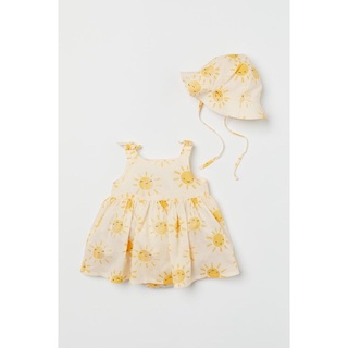 Váy bodysuit kèm mũ hoa mặt trời HM auth