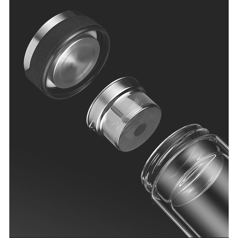 Bình pha trà, ly pha trà, cà phê thủy tinh có lỗi lọc inox 304 cao cấp 350ml Kaxifei