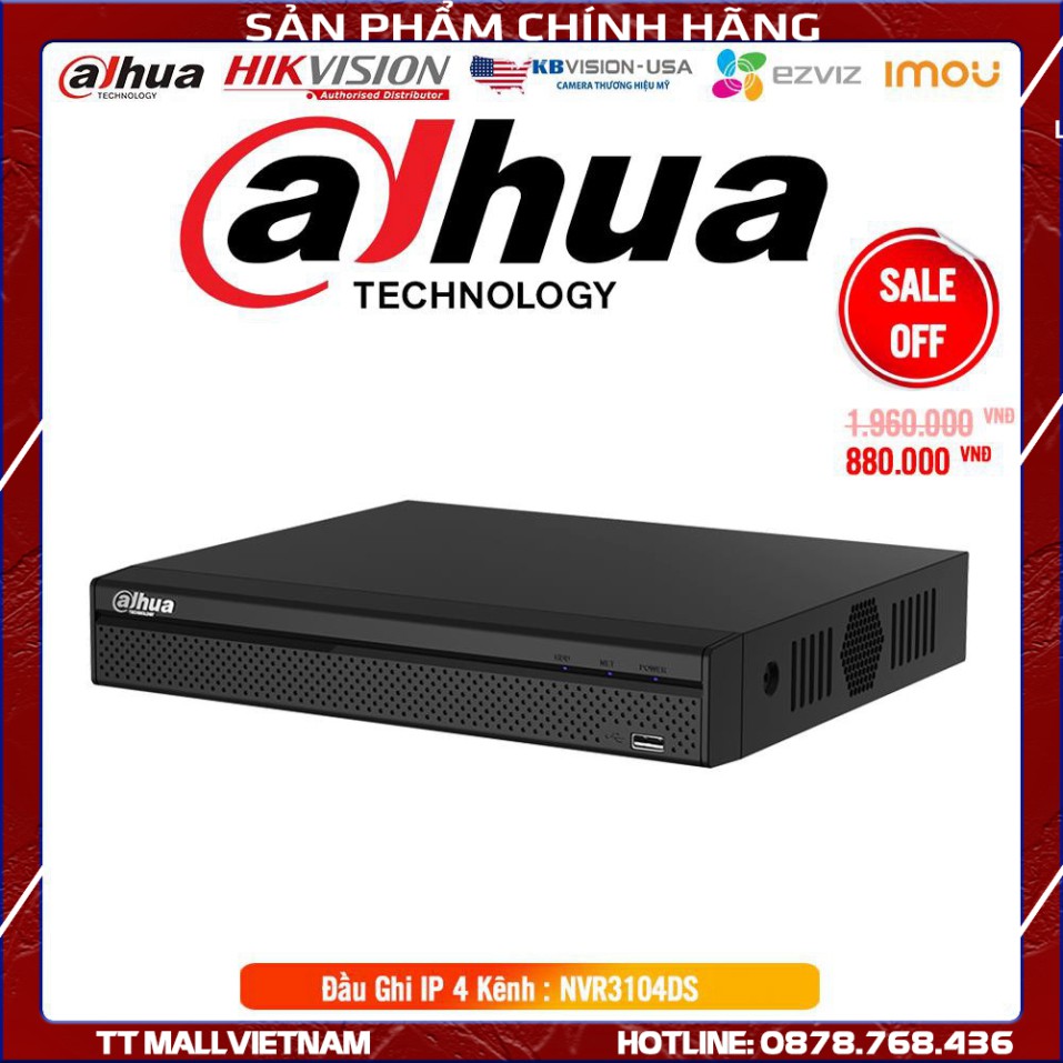 Đầu Ghi Hình Camera Dahua DH-NVR3104DS 4 Kênh IP - Tích Hợp Tên Miền Miễn Phí Trọn Đời