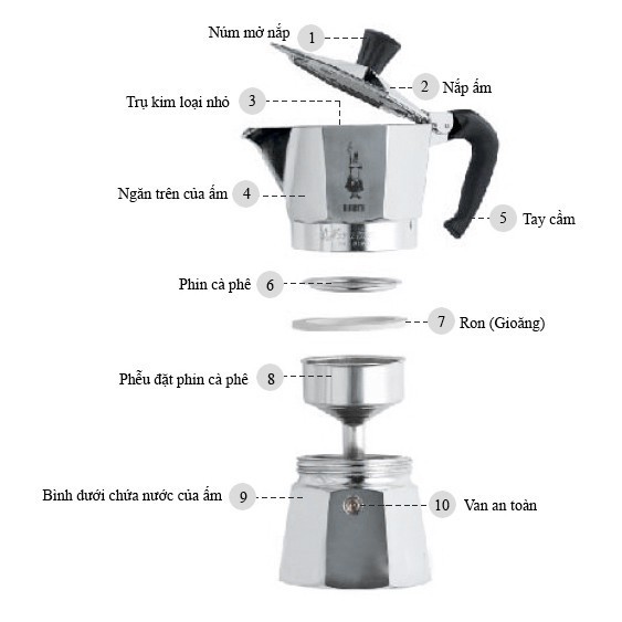 Bình Pha Cà Phê Mini Inox Moka 50-100ml - Phong Cách Kiểu Ý - Ấm Pha Cafe