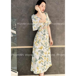 Váy maxi dáng dài cutout hoa cành cúp ngực đan dây sexy zara