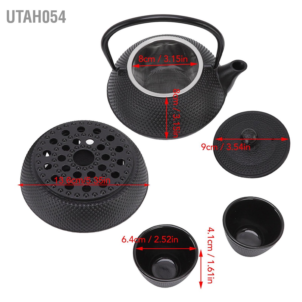 [Hàng Sẵn] Ấm Trà Bằng Sắt - Ấm gang uống trà Cao Cấp 800ml Tiện Dụng Kèm Bếp trà và Tách【Utah054】