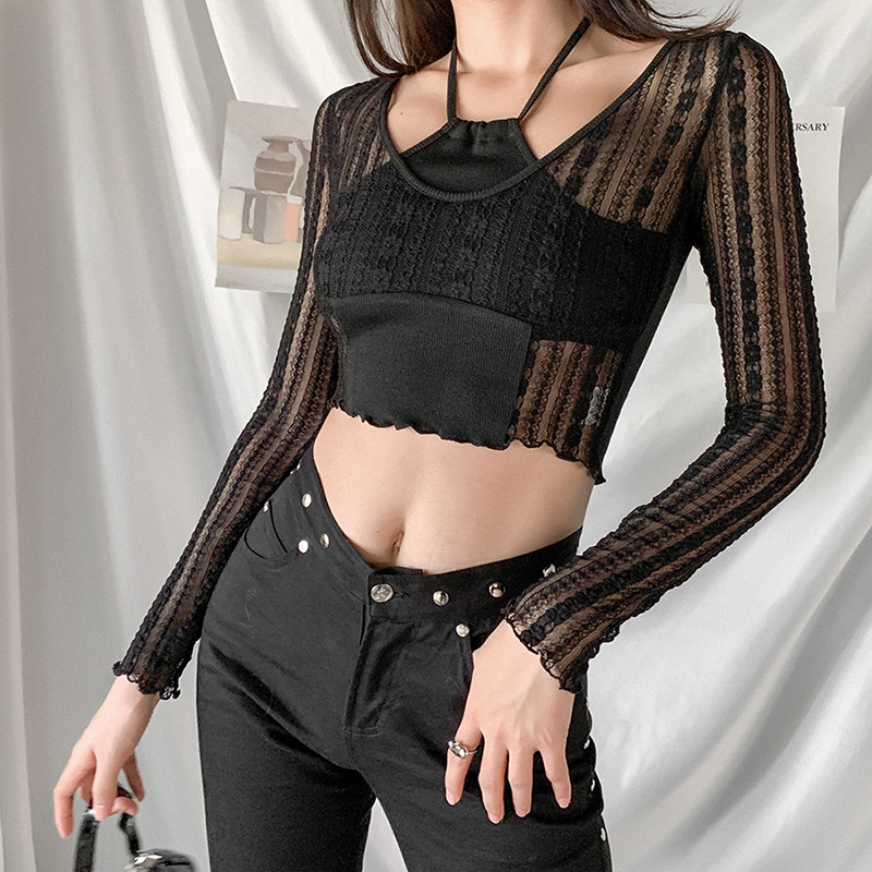 Áo Croptop Tay Dài Phối Lưới Phong Cách Modou | BigBuy360 - bigbuy360.vn