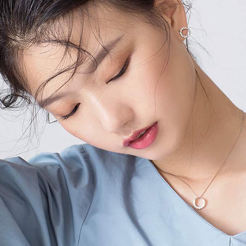 Vòng Cổ Nữ Kiểu Dáng Tinh Tế Đính Đá Mạ Bạc