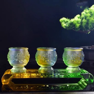 BỘ KỶ 3 CHÉN NƯỚC THỜ BẰNG LƯU LY