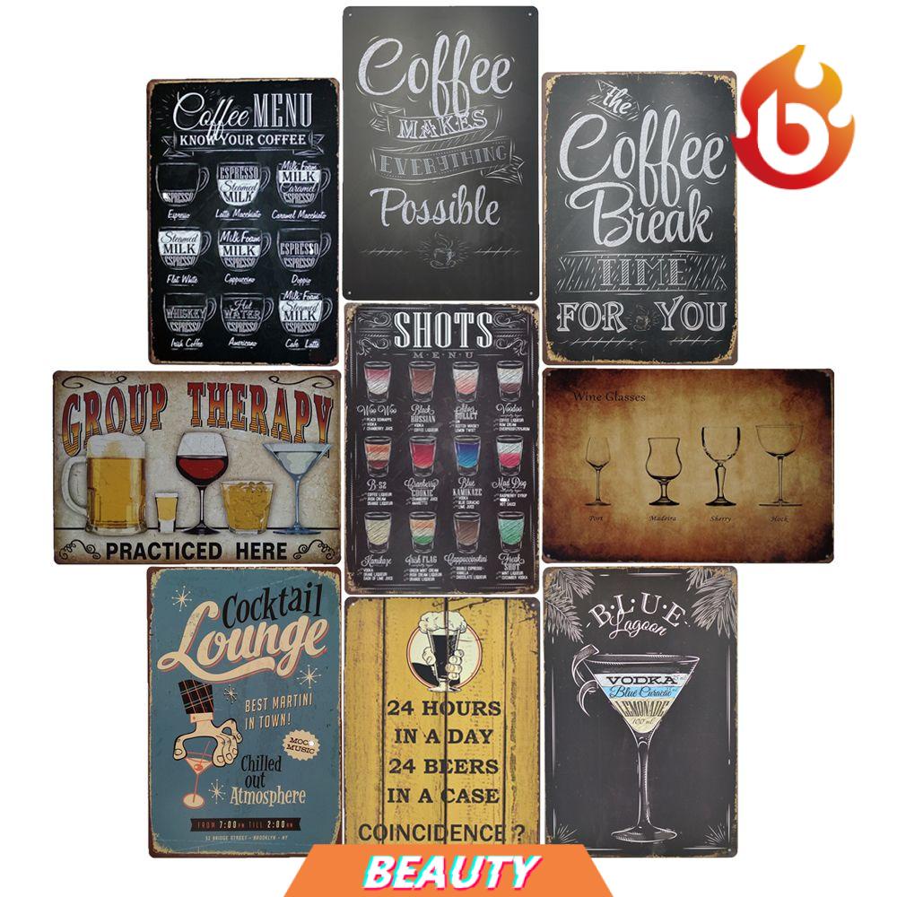 BEAUTY Rectangle Retro Sign Club Metal Tin Plate Vintage Plaque Cafe House  Bar Wall Art Home Decor Cool Pub Coffee Menu Board