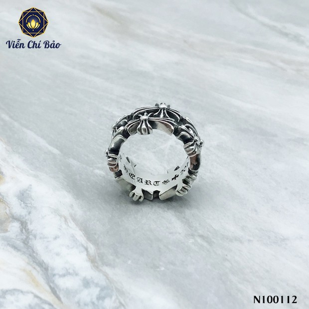 Nhẫn bạc nam nữ CH thập tự chất liệu bạc Thái 925 phong cách trẻ trung cá tính thương hiệu Viễn Chí Bảo N100158