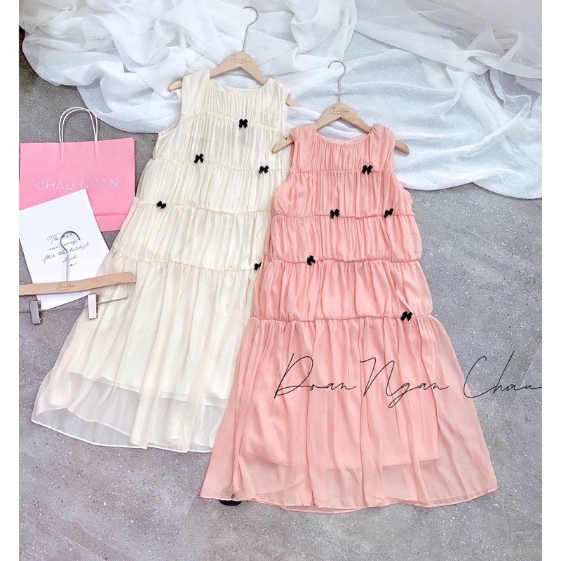 Đầm Tơ Nhũ Đính Nơ Cực Xinh Dáng Maxi 💋 freeship💋Hoàn Xu đến 100k xu