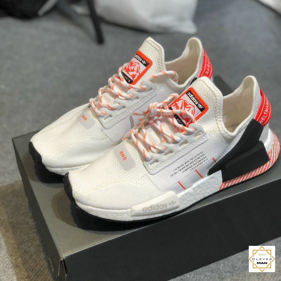 (FREESHIP+FULLBOX) Giày Thể Thao Sneakers NMD R1 V2 Trắng Gót Đỏ Cực Phong Cách Cho Cả Nam và Nữ Clever Man Store