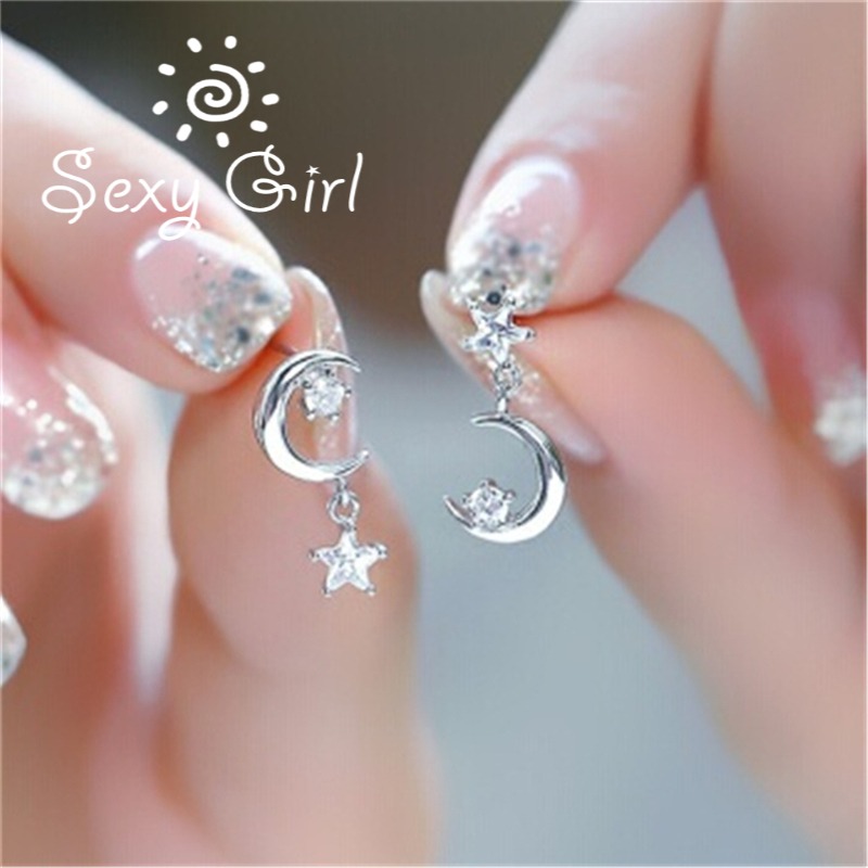 Khuyên Tai Hình Trăng Sao Phong Cách Hàn Quốc Dành Cho Nữ