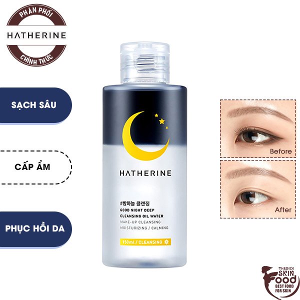 Tẩy Trang Làm Sạch Sâu Và Bổ Sung Độ Ẩm Hatherine Good Night Deep Cleansing Oil Water 300ml