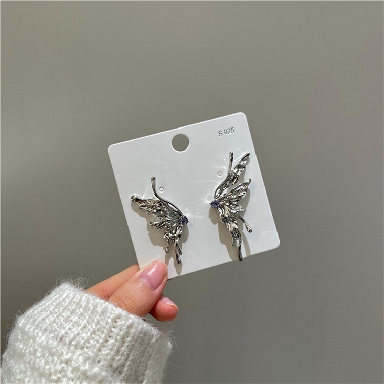 Bông Tai Hình Cánh Bướm Bằng Kim Loại Phối Dây Xích Tua Rua Chất Lượng Cao