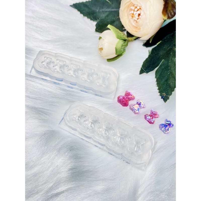 Khuôn silicon nail, charm gấu nhiều mẫu, tim làm móng Ingift, phụ kiện làm nail box