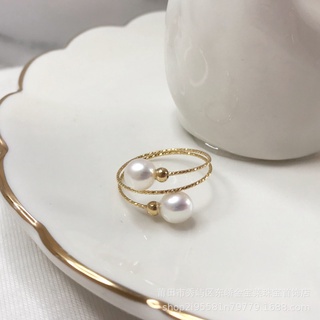 Nhẫn mạ vàng 18k đính ngọc trai 6mm thời trang