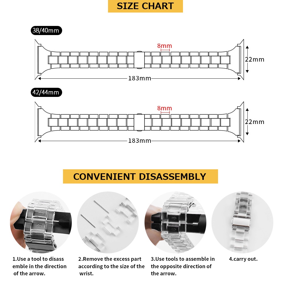 Dây Đeo Trong Suốt 2 Trong 1 Cho Đồng Hồ Thông Minh Apple Watch 41mm 45mm 44mm 40mm 38mm 42mm iWatch Series 7 6 5 4 3 2 SE