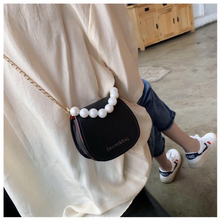 Túi đeo vai mini Secret&amp;Bag kiểu dáng thời trang đính chuỗi hạt