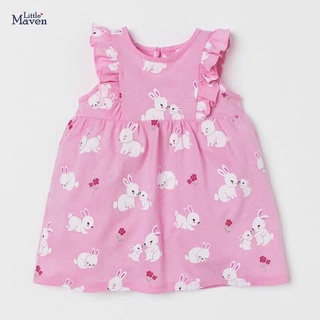 Váy Little Maven thun cotton hồng thỏ