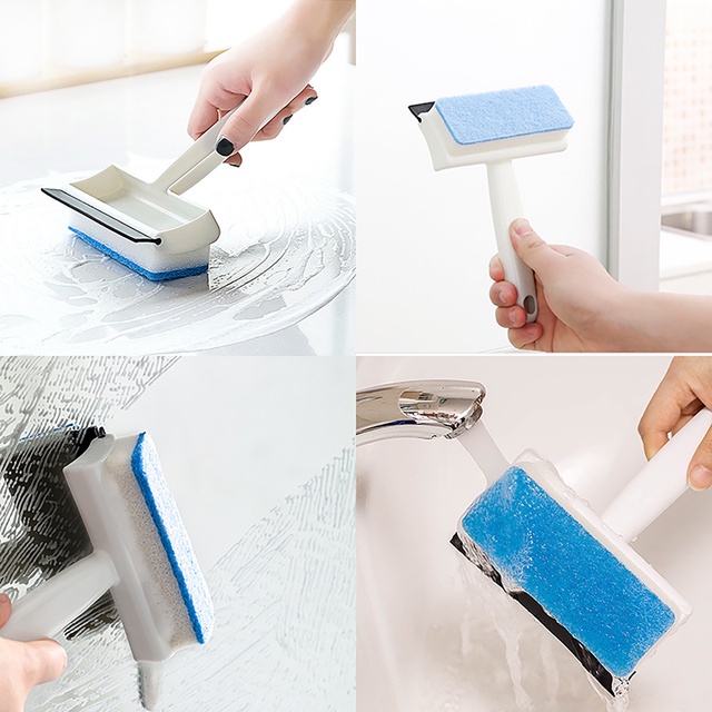 Bàn chải vệ sinh gương phòng tắm đa năng 2 trong 1 có móc treo tiện dụng