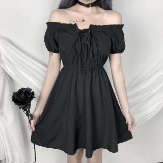 Đầm Đen Trễ Vai Co Giãn Tốt Kiểu Pháp Quyến Rũ