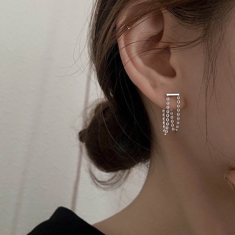Bông tai phối chuỗi xích tua rua thời trang mùa hè cao cấp mã 210807