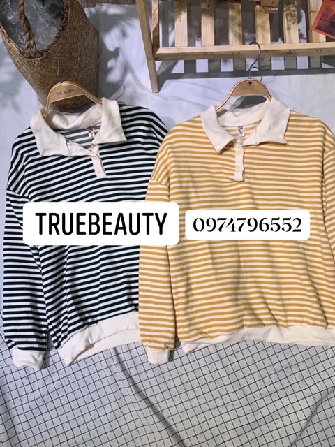 Áo Nỉ Kẻ Cổ Bẻ